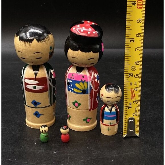 KOKESHI Nesting Mother Father & Child DONKO Nodder Bobble Rice Grain Baby - Picture 3 of 12